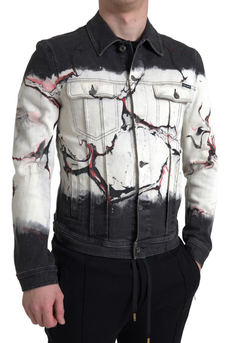 Dolce & Gabbana Multicolor Cotton Collared Denim Jacket Dolce & Gabbana