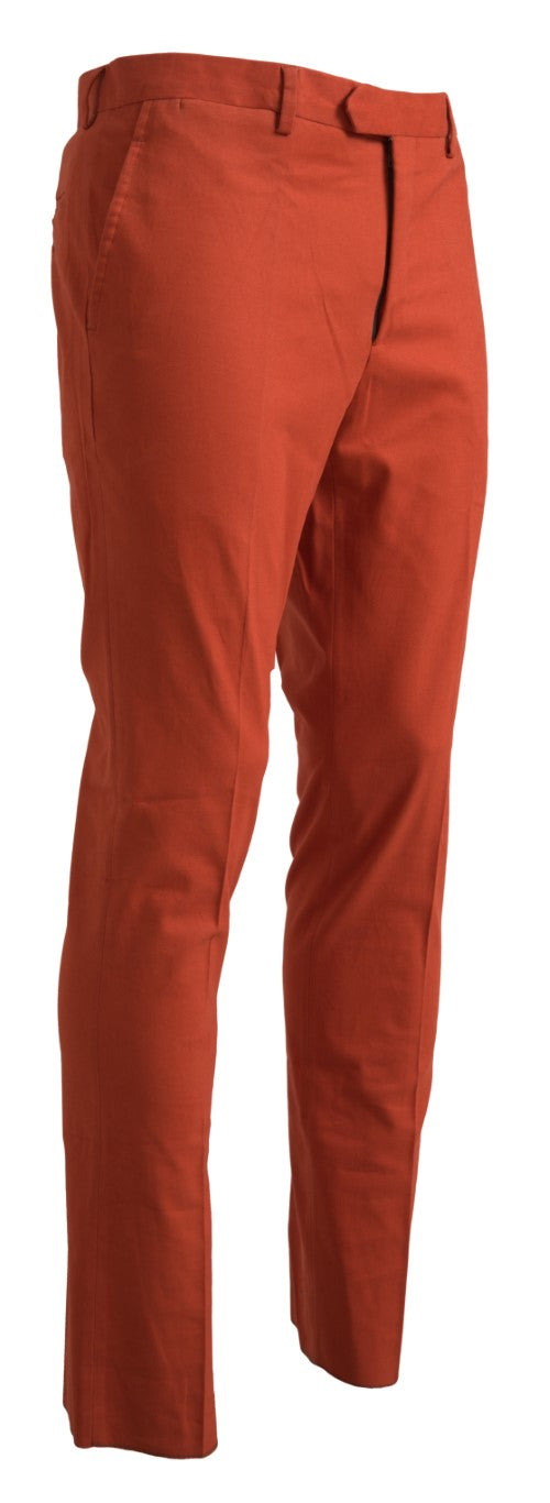 BENCIVENGA Orange Straight Fit Men Formal Trousers Pants BENCIVENGA