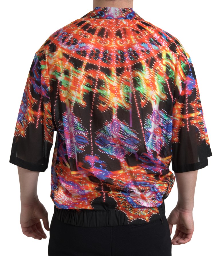 Dolce & Gabbana Multicolor Luminarie Print Men Cotton Shirt Dolce & Gabbana