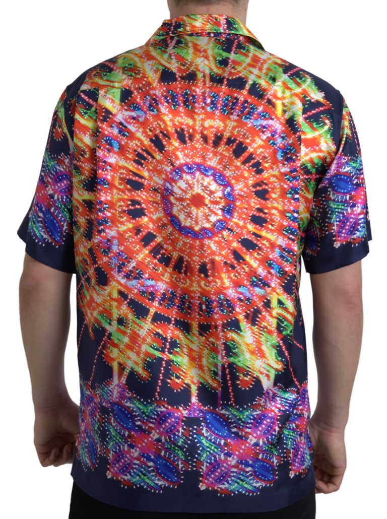 Dolce & Gabbana Multicolor Luminarie Print Men Shirt Silk Dolce & Gabbana