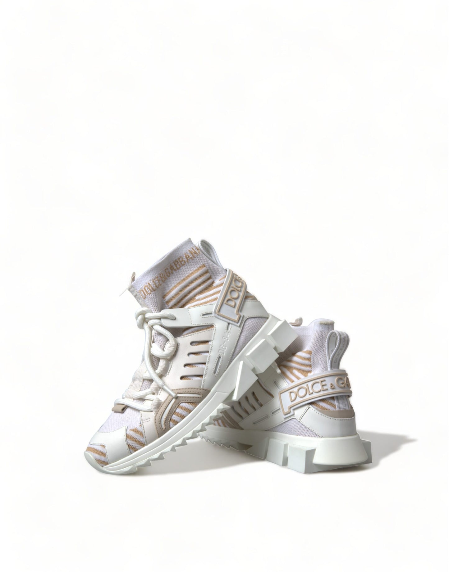 Dolce & Gabbana White Beige Sorrento Socks Sneakers Shoes Dolce & Gabbana