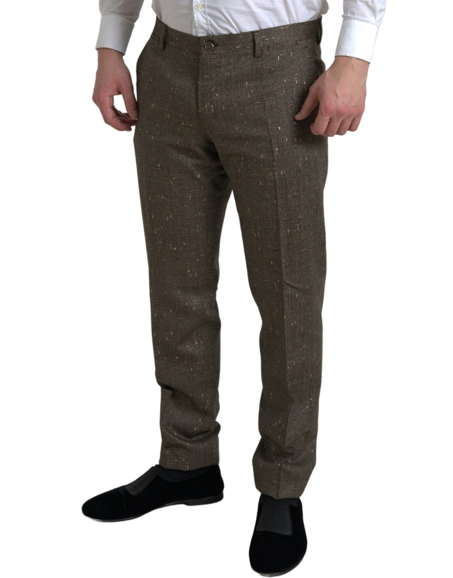 Dolce & Gabbana Brown Wool Dress Skinny Men Trouser Pants Dolce & Gabbana