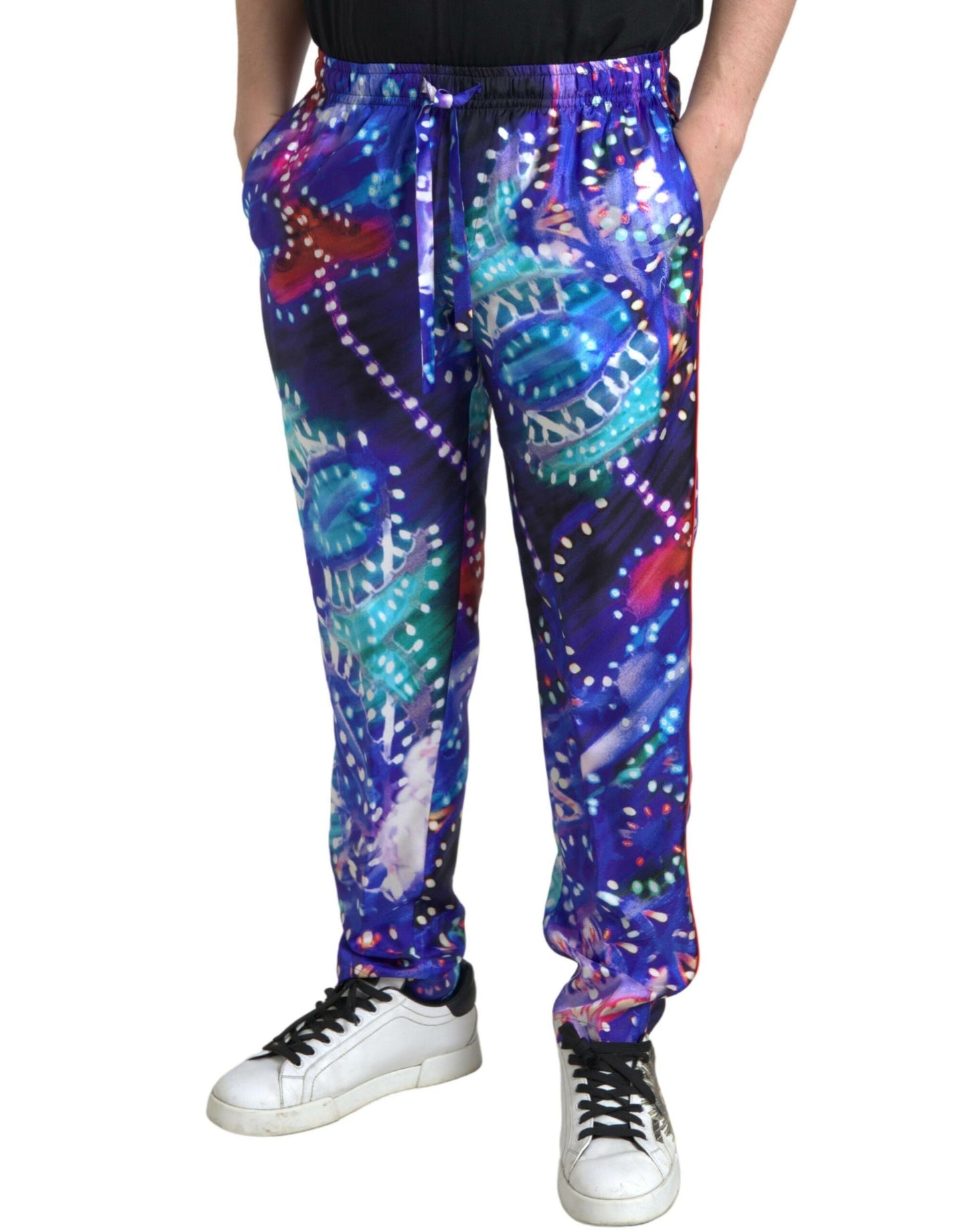 Dolce & Gabbana Multicolor Printed Silk Men Trouser Pants Dolce & Gabbana