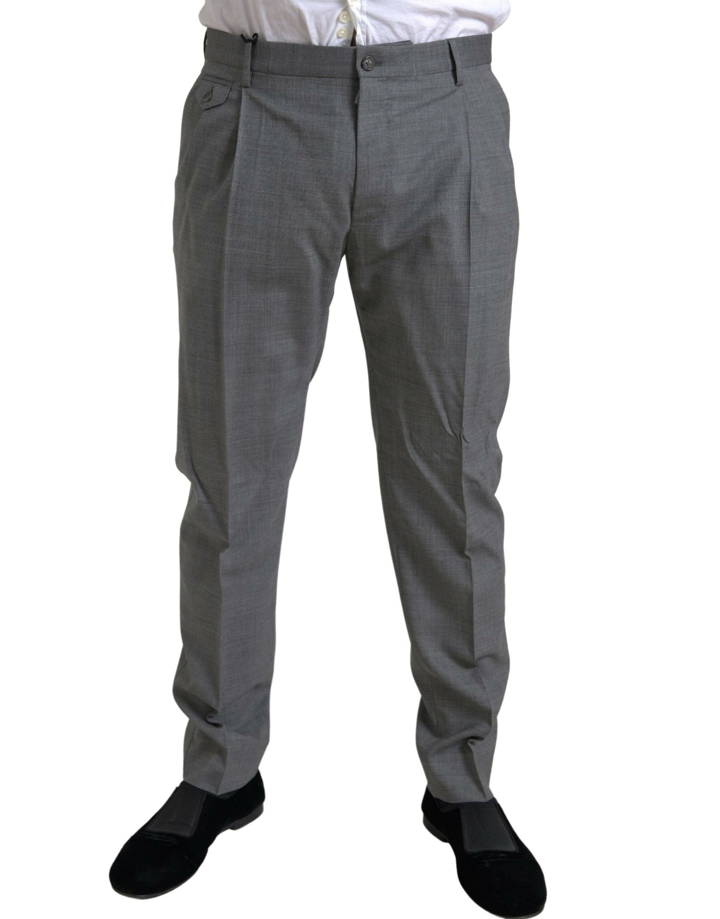 Dolce & Gabbana Gray Wool Chino Skinny Men Dress Trouser Pants Dolce & Gabbana