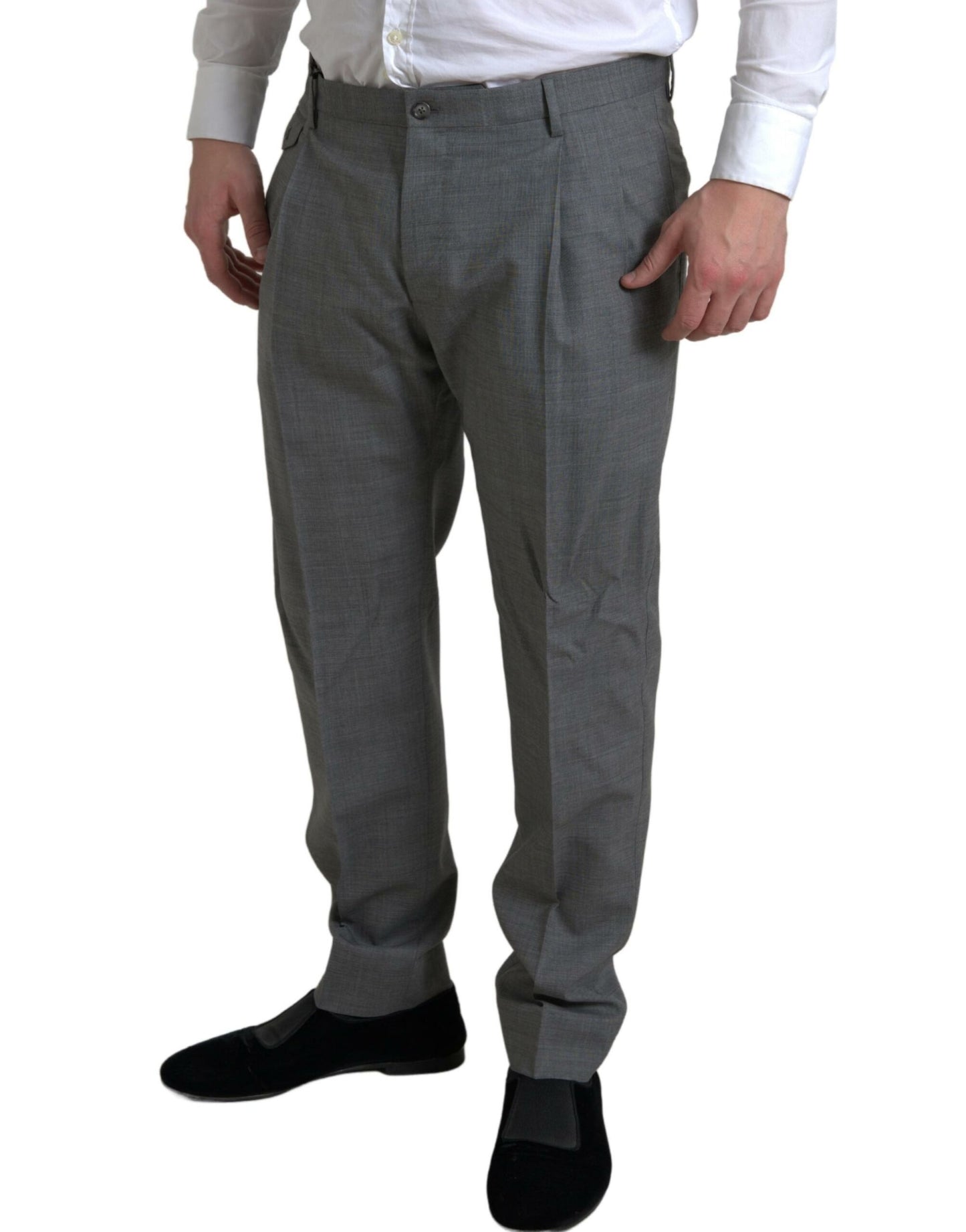 Dolce & Gabbana Gray Wool Chino Skinny Men Dress Trouser Pants Dolce & Gabbana