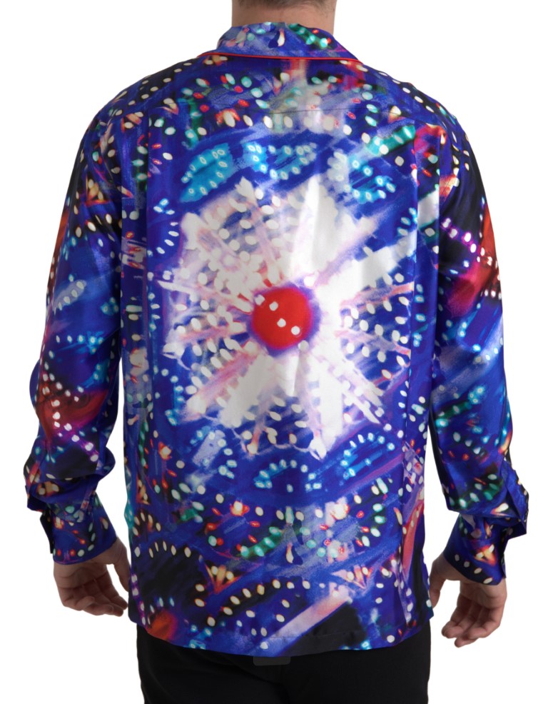 Dolce & Gabbana Multicolor Silk Psychedelic Print Men Pajama Shirt Dolce & Gabbana