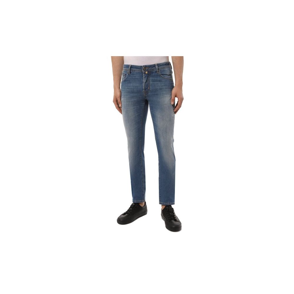 Jacob Cohen Light Blue Cotton Men Jeans with Stretch Fit Jacob Cohen