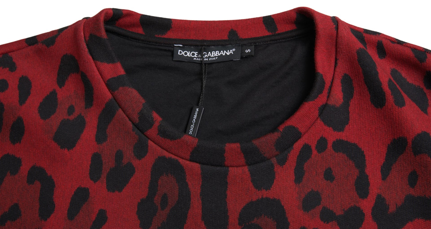 Dolce & Gabbana Red Leopard Cotton Sleeveless Tank T-shirt Dolce & Gabbana