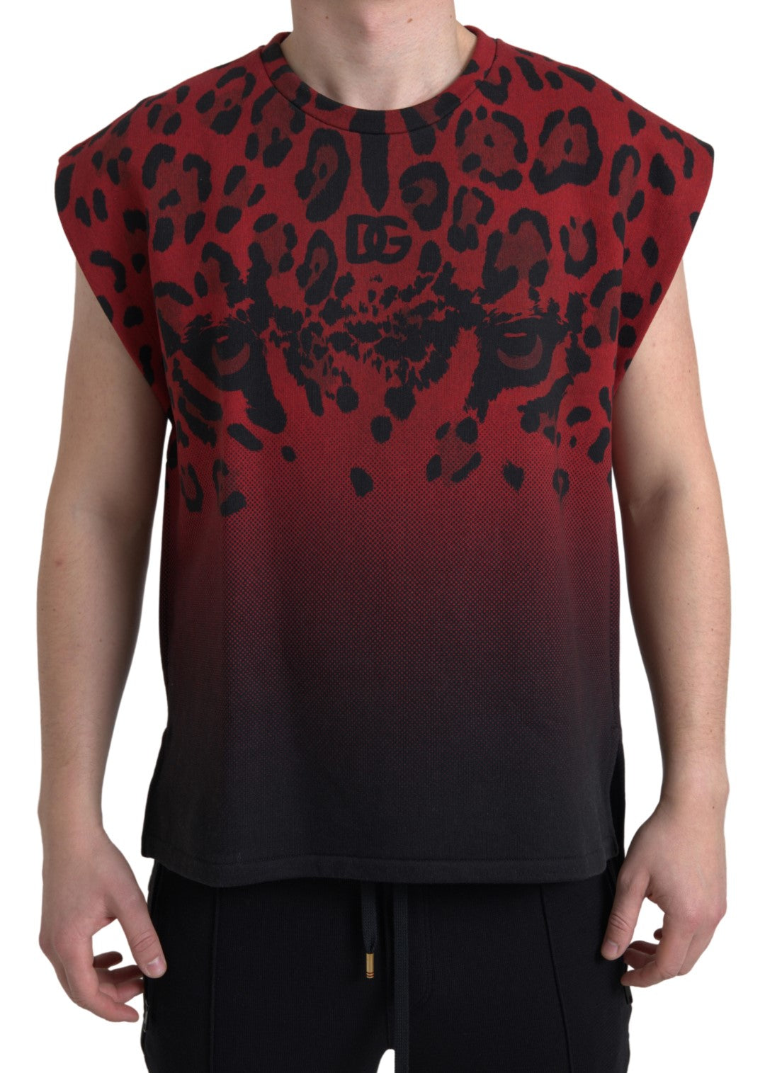 Dolce & Gabbana Red Leopard Cotton Sleeveless Tank T-shirt Dolce & Gabbana