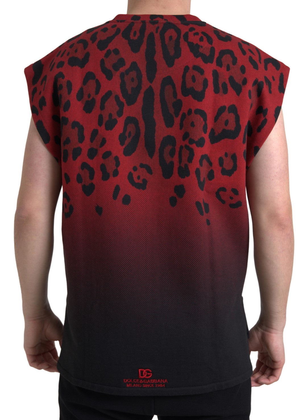 Dolce & Gabbana Red Leopard Cotton Sleeveless Tank T-shirt Dolce & Gabbana