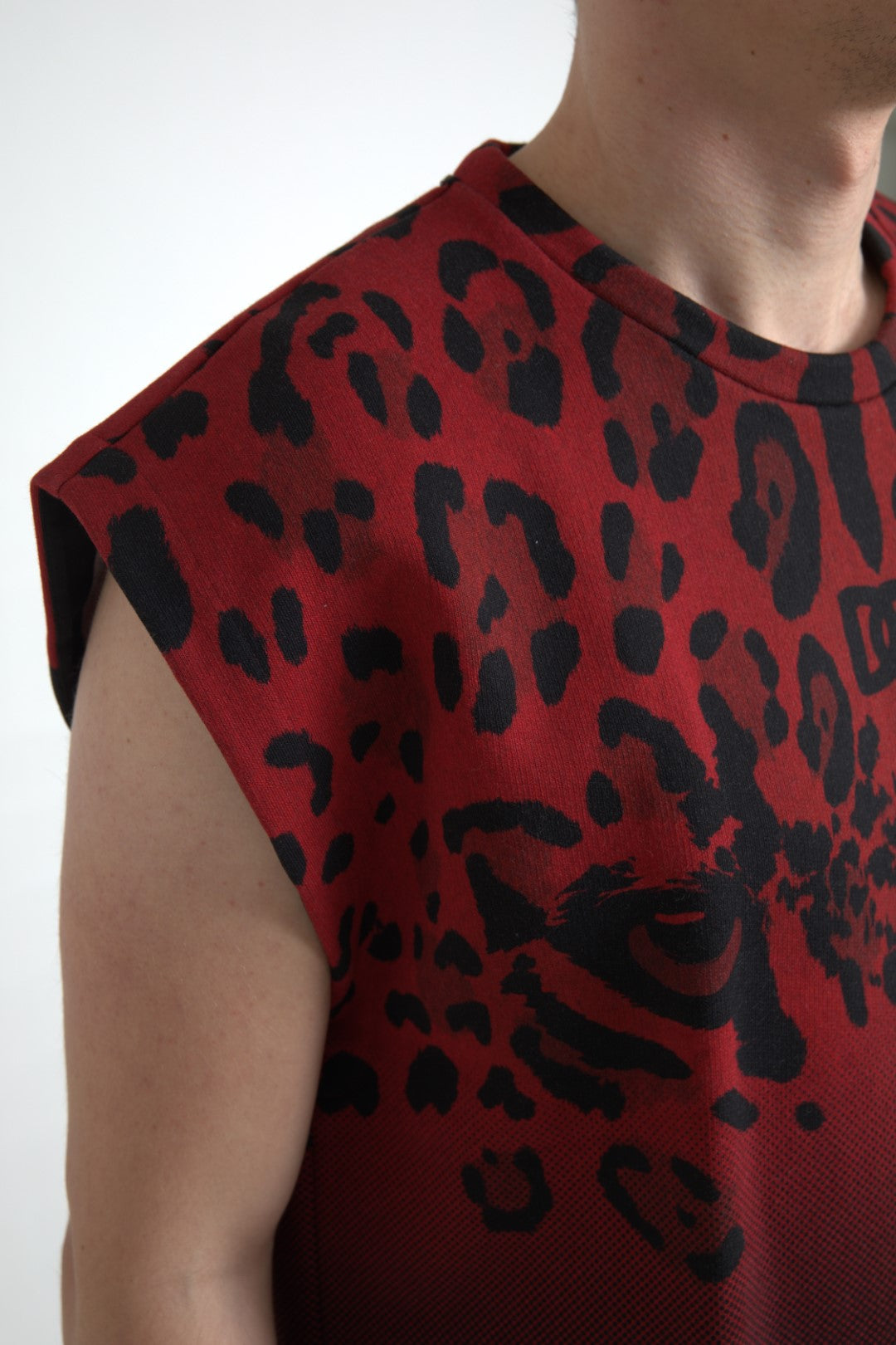 Dolce & Gabbana Red Leopard Cotton Sleeveless Tank T-shirt Dolce & Gabbana