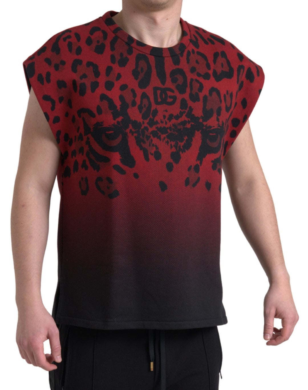 Dolce & Gabbana Red Leopard Cotton Sleeveless Tank T-shirt Dolce & Gabbana