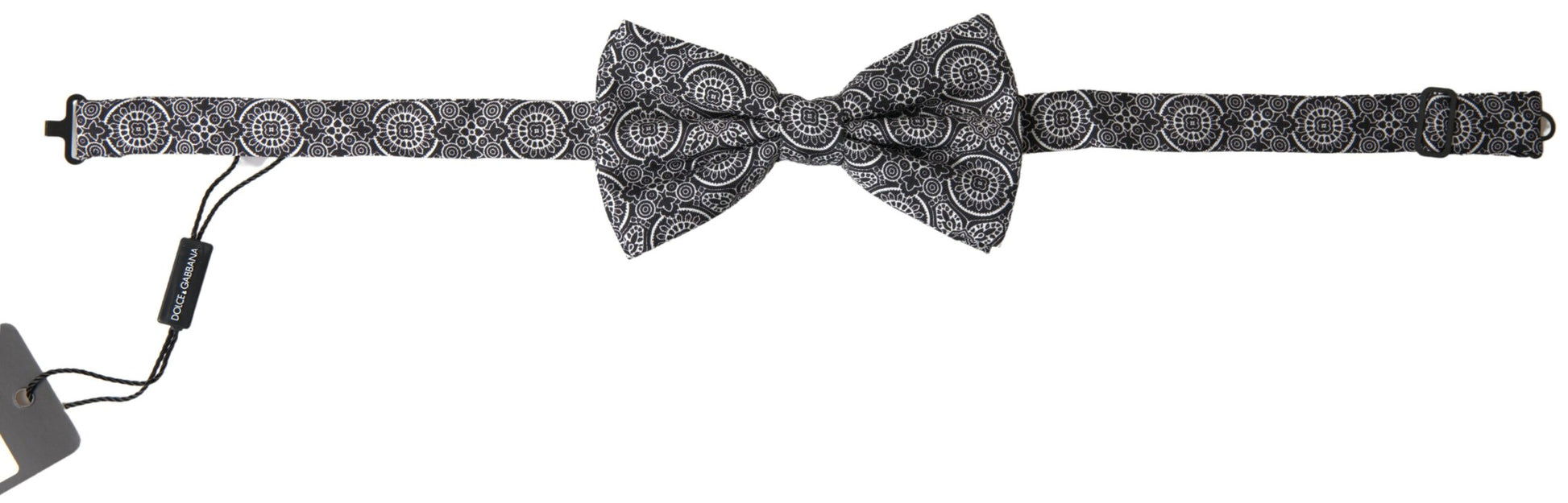 Dolce & Gabbana Black White Pattern Adjustable Neck Papillon Bow Tie Dolce & Gabbana
