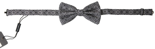 Dolce & Gabbana Black White Pattern Adjustable Neck Papillon Bow Tie Dolce & Gabbana