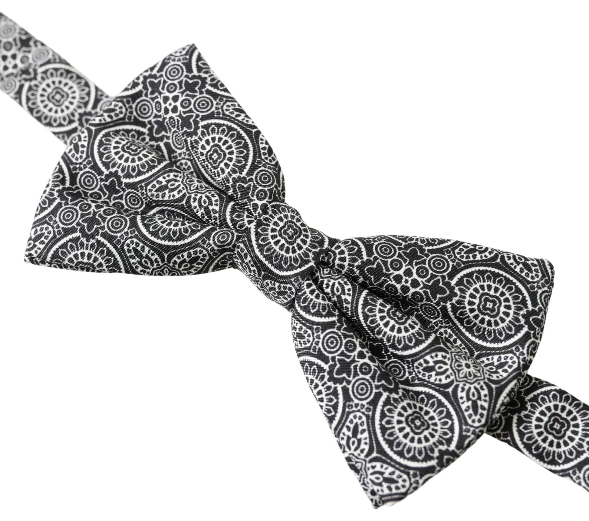 Dolce & Gabbana Black White Pattern Adjustable Neck Papillon Bow Tie Dolce & Gabbana
