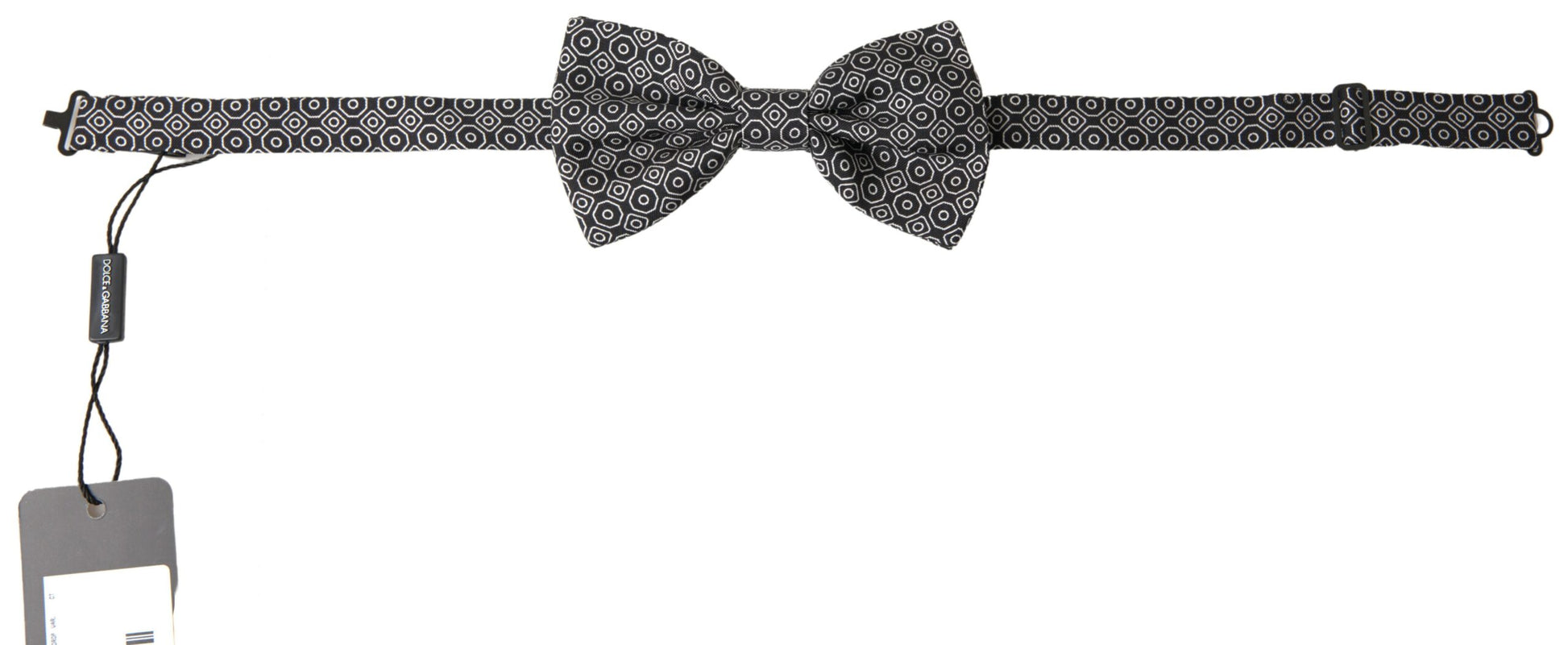 Dolce & Gabbana Black White Pattern Adjustable Neck Papillon Bow Tie Dolce & Gabbana