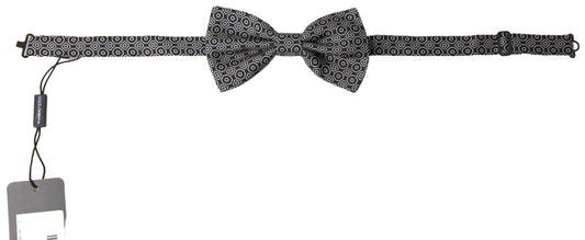 Dolce & Gabbana Black White Pattern Adjustable Neck Papillon Bow Tie Dolce & Gabbana