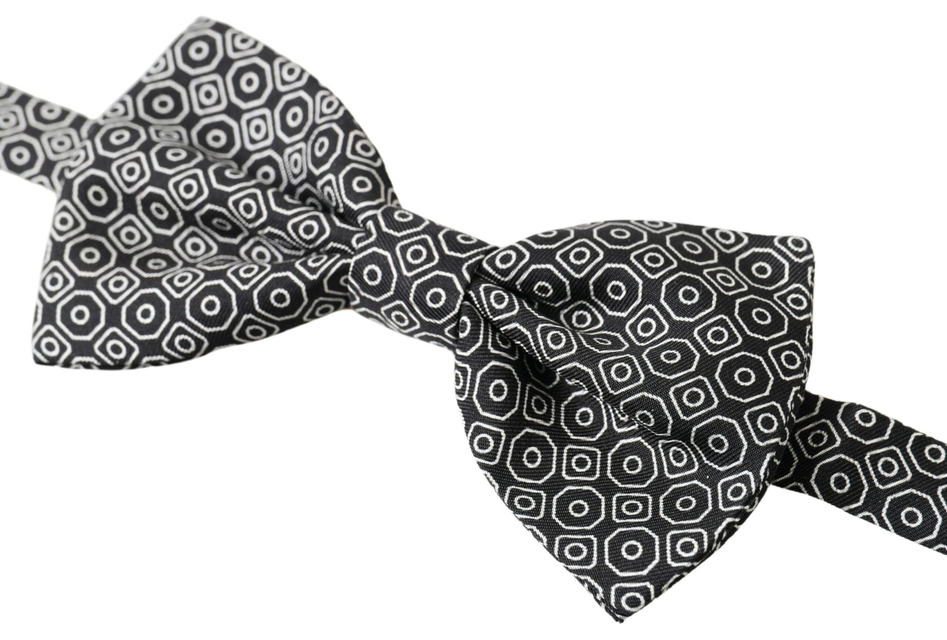 Dolce & Gabbana Black White Pattern Adjustable Neck Papillon Bow Tie Dolce & Gabbana
