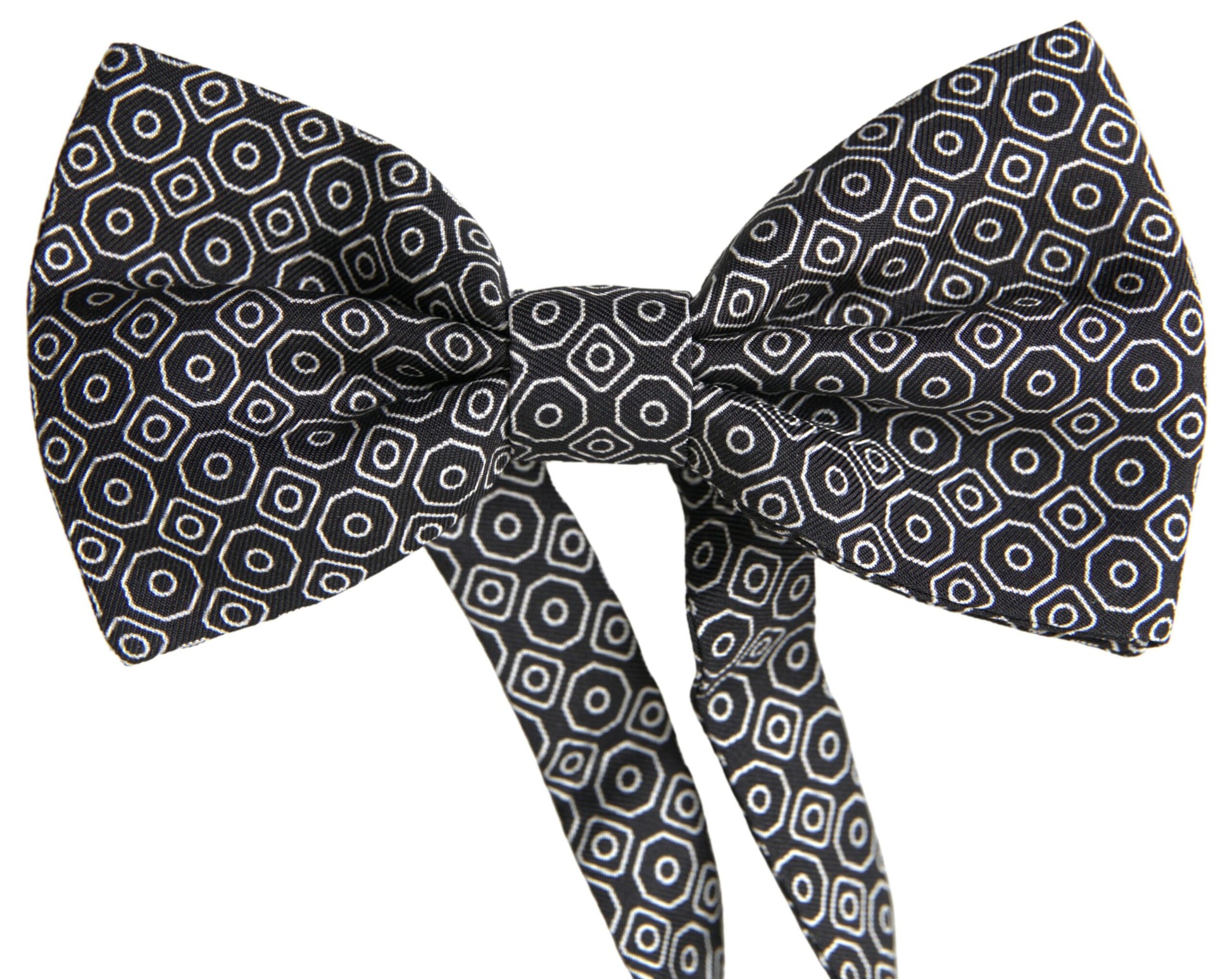 Dolce & Gabbana Black White Pattern Adjustable Neck Papillon Bow Tie Dolce & Gabbana