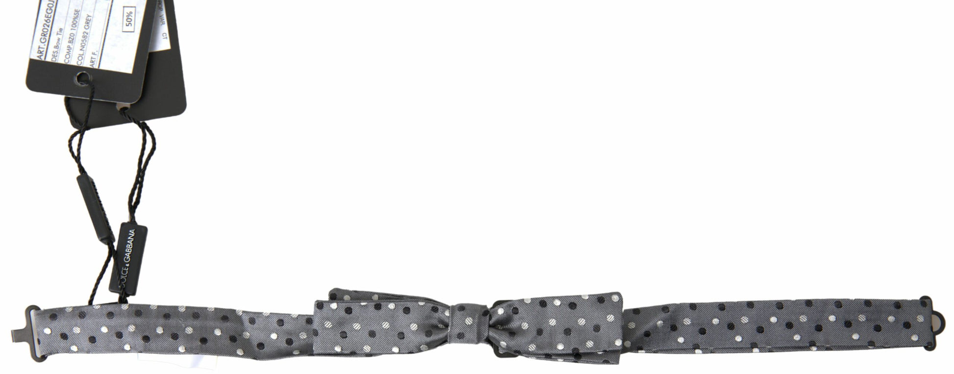 Dolce & Gabbana Gray Polka Dot Silk Adjustable Men Neck Papillon Bow Tie Dolce & Gabbana