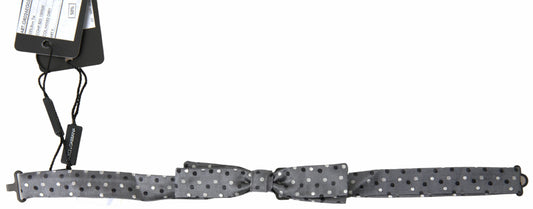 Dolce & Gabbana Gray Polka Dot Silk Adjustable Men Neck Papillon Bow Tie Dolce & Gabbana
