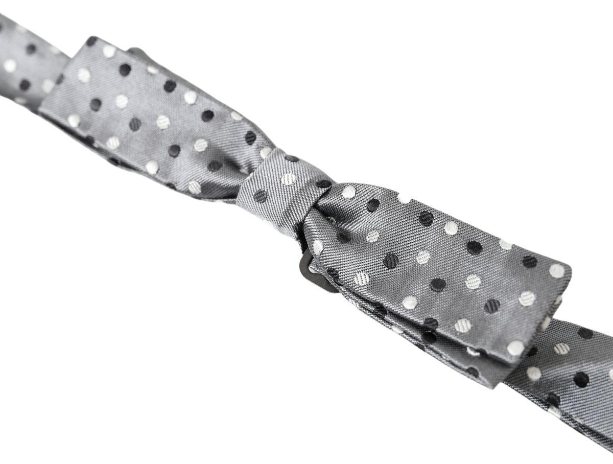 Dolce & Gabbana Gray Polka Dot Silk Adjustable Men Neck Papillon Bow Tie Dolce & Gabbana