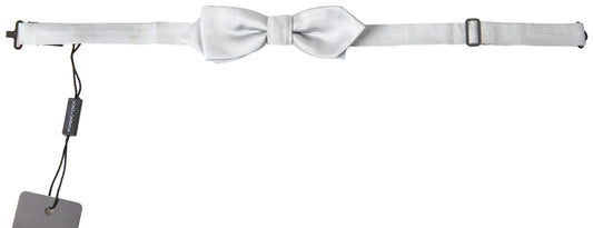 Dolce & Gabbana Gray Silk Adjustable Men Neck Papillon Bow Tie Dolce & Gabbana