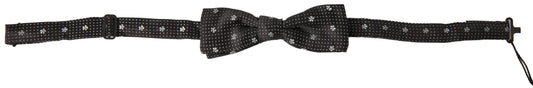 Dolce & Gabbana Black Patterned Silk Adjustable Men Neck Papillon Bow Tie Dolce & Gabbana