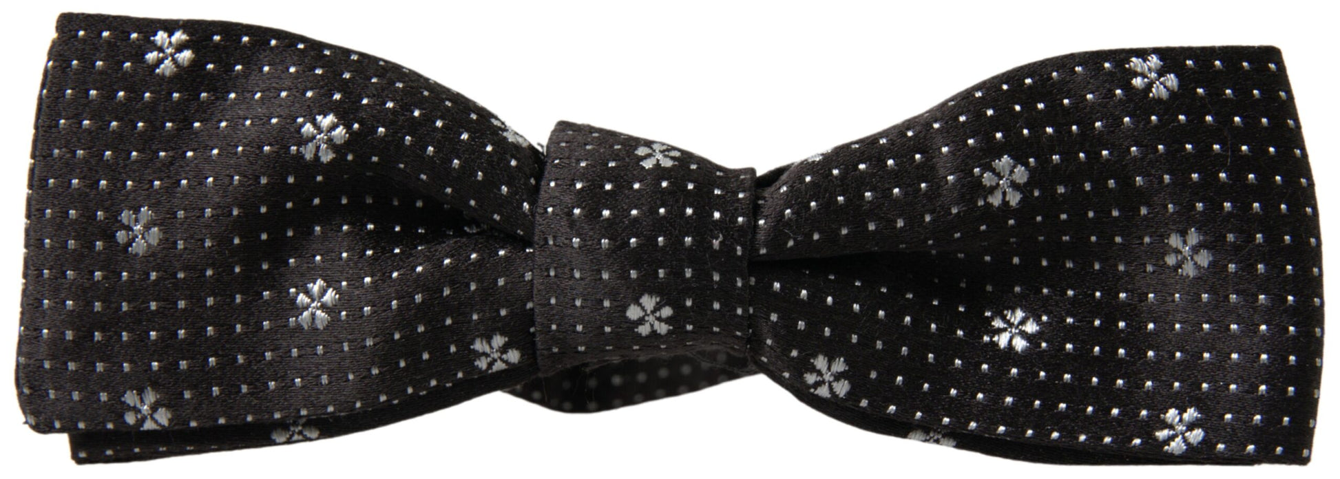Dolce & Gabbana Black Patterned Silk Adjustable Men Neck Papillon Bow Tie Dolce & Gabbana