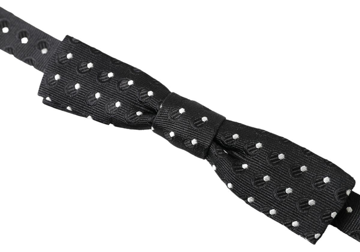 Dolce & Gabbana Black Polka Dot Silk Adjustable Men Neck Papillon Bow Tie Dolce & Gabbana