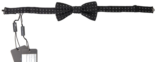 Dolce & Gabbana Black Polka Dot Silk Adjustable Men Neck Papillon Bow Tie Dolce & Gabbana