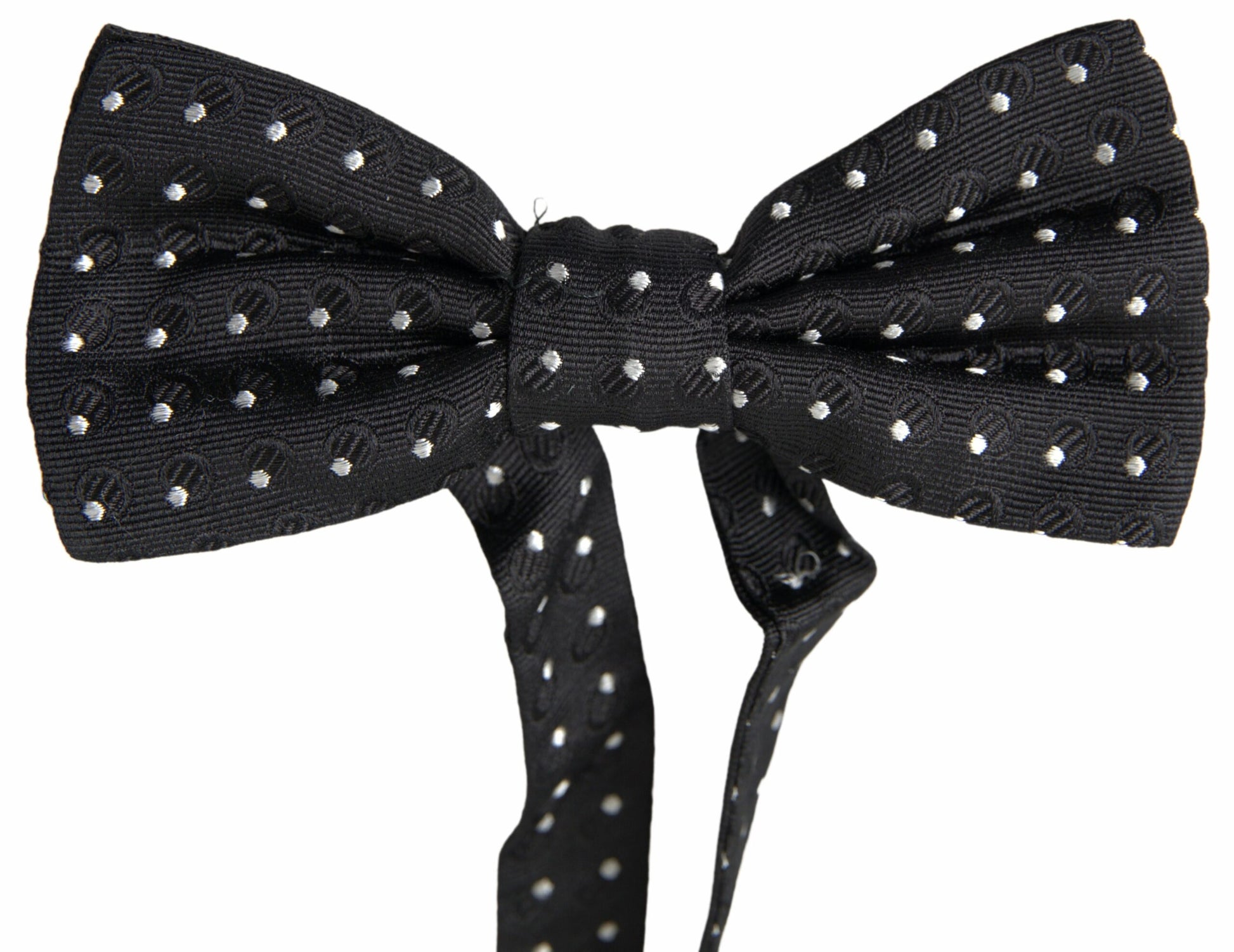 Dolce & Gabbana Black Polka Dot Silk Adjustable Men Neck Papillon Bow Tie Dolce & Gabbana