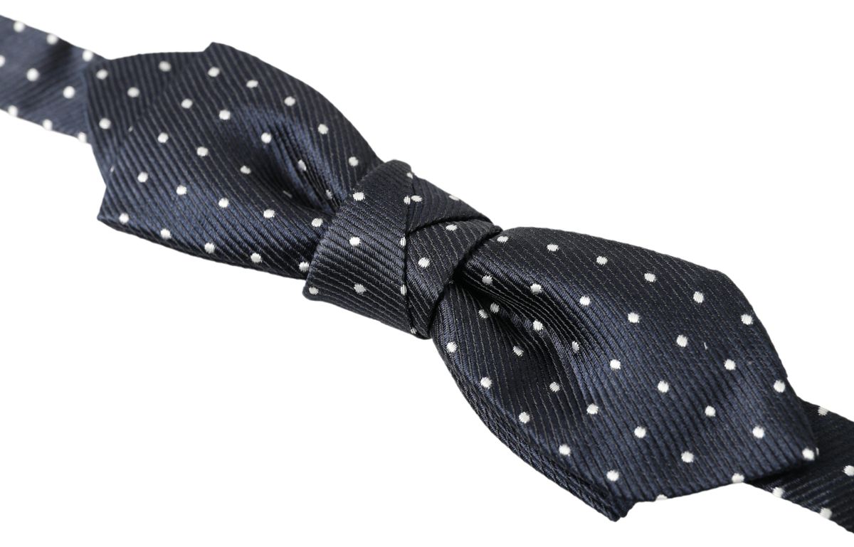 Dolce & Gabbana Blue Polka Dot Silk Adjustable Men Neck Papillon Bow Tie Dolce & Gabbana