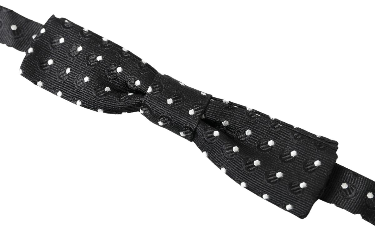 Dolce & Gabbana Black Polka Dot Silk Adjustable Men Neck Papillon Bow Tie Dolce & Gabbana