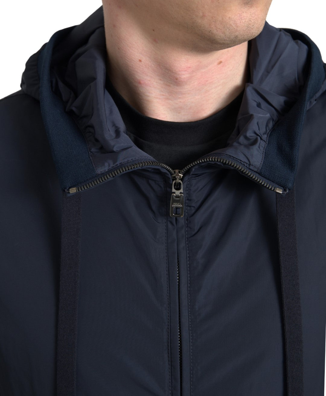 Dolce & Gabbana Blue Hooded Logo Polyester Full Zip Sweater Dolce & Gabbana