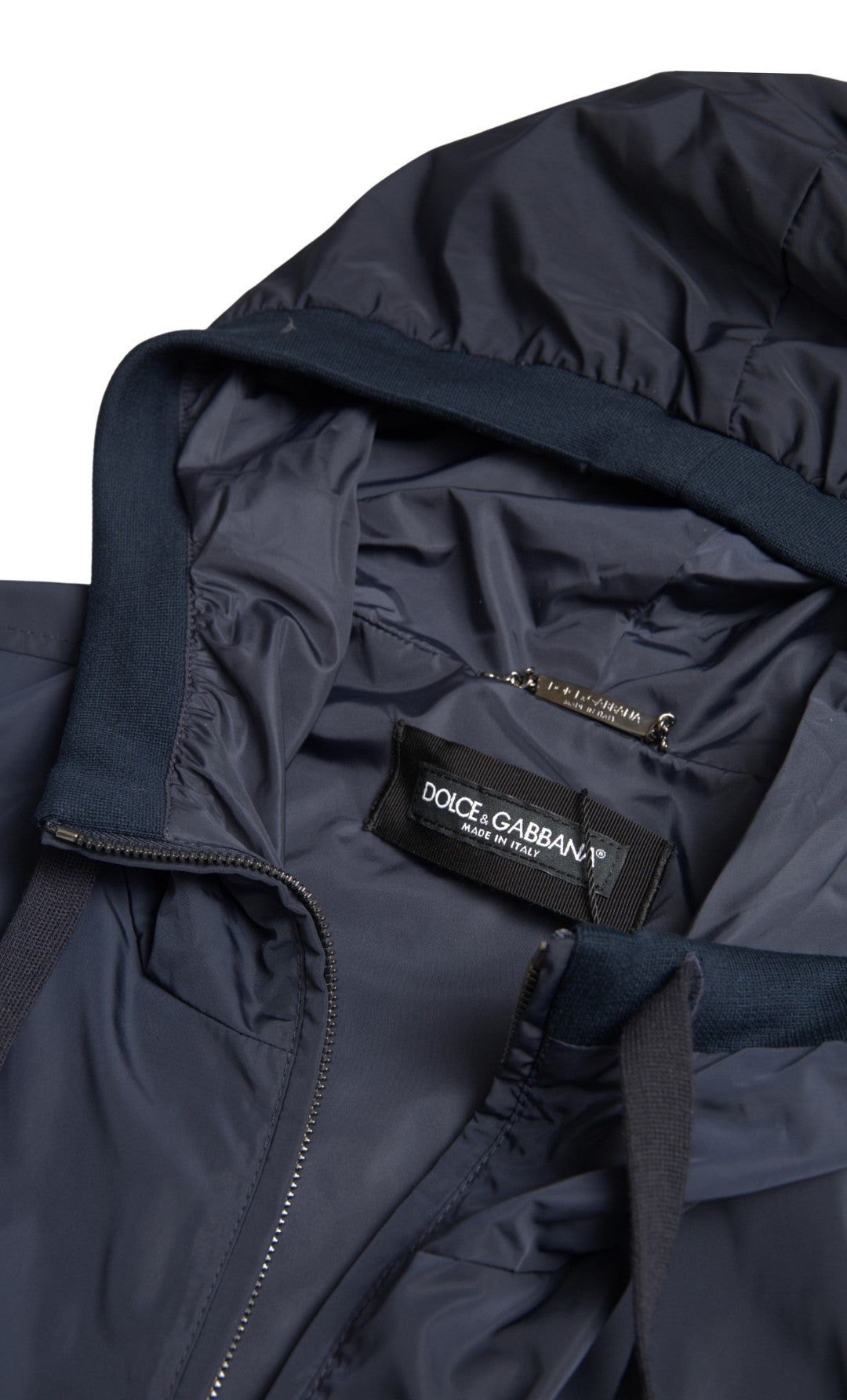 Dolce & Gabbana Blue Hooded Logo Polyester Full Zip Sweater Dolce & Gabbana
