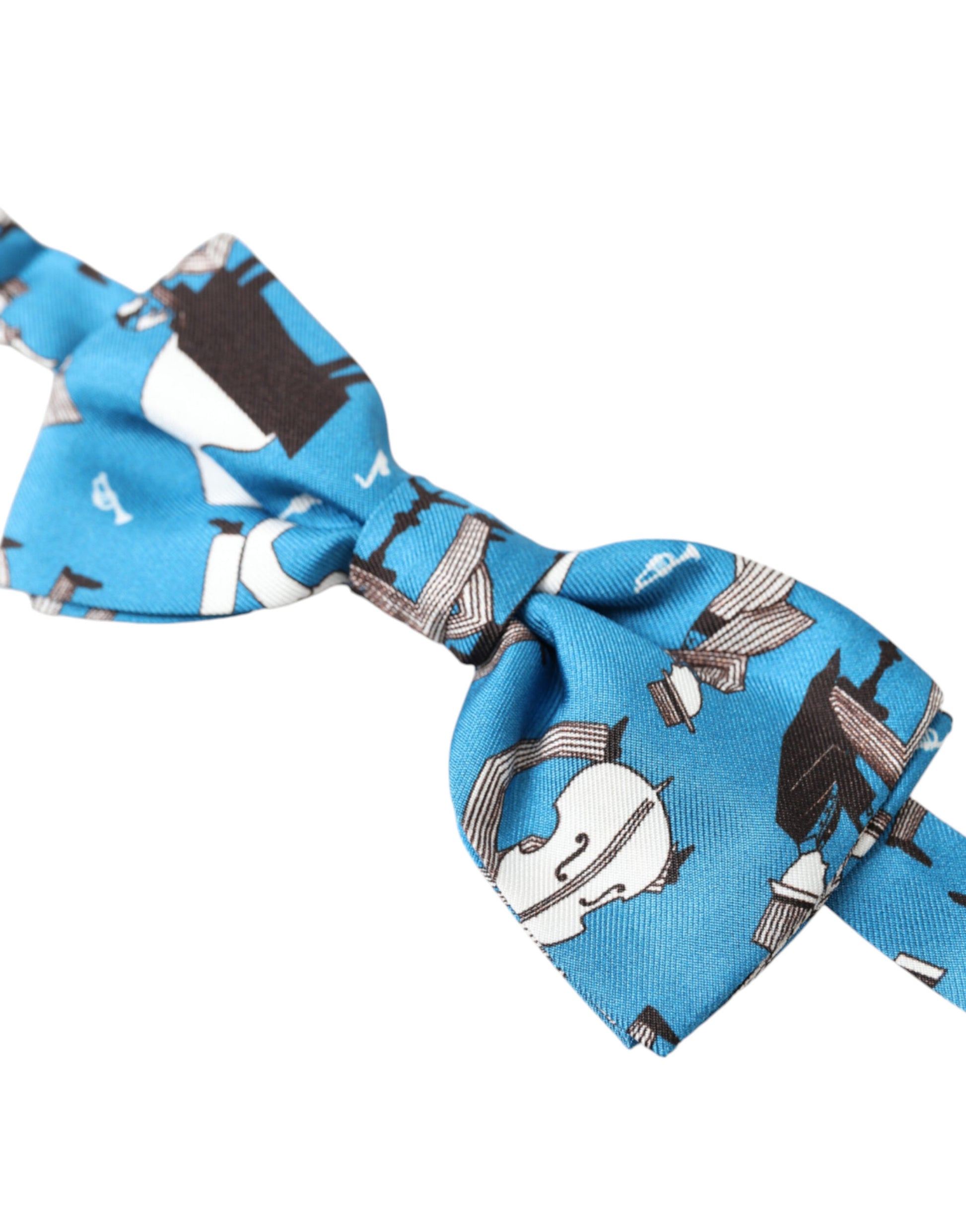 Dolce & Gabbana Blue Jazz Club Silk Adjustable Neck Papillon Bow Tie Dolce & Gabbana