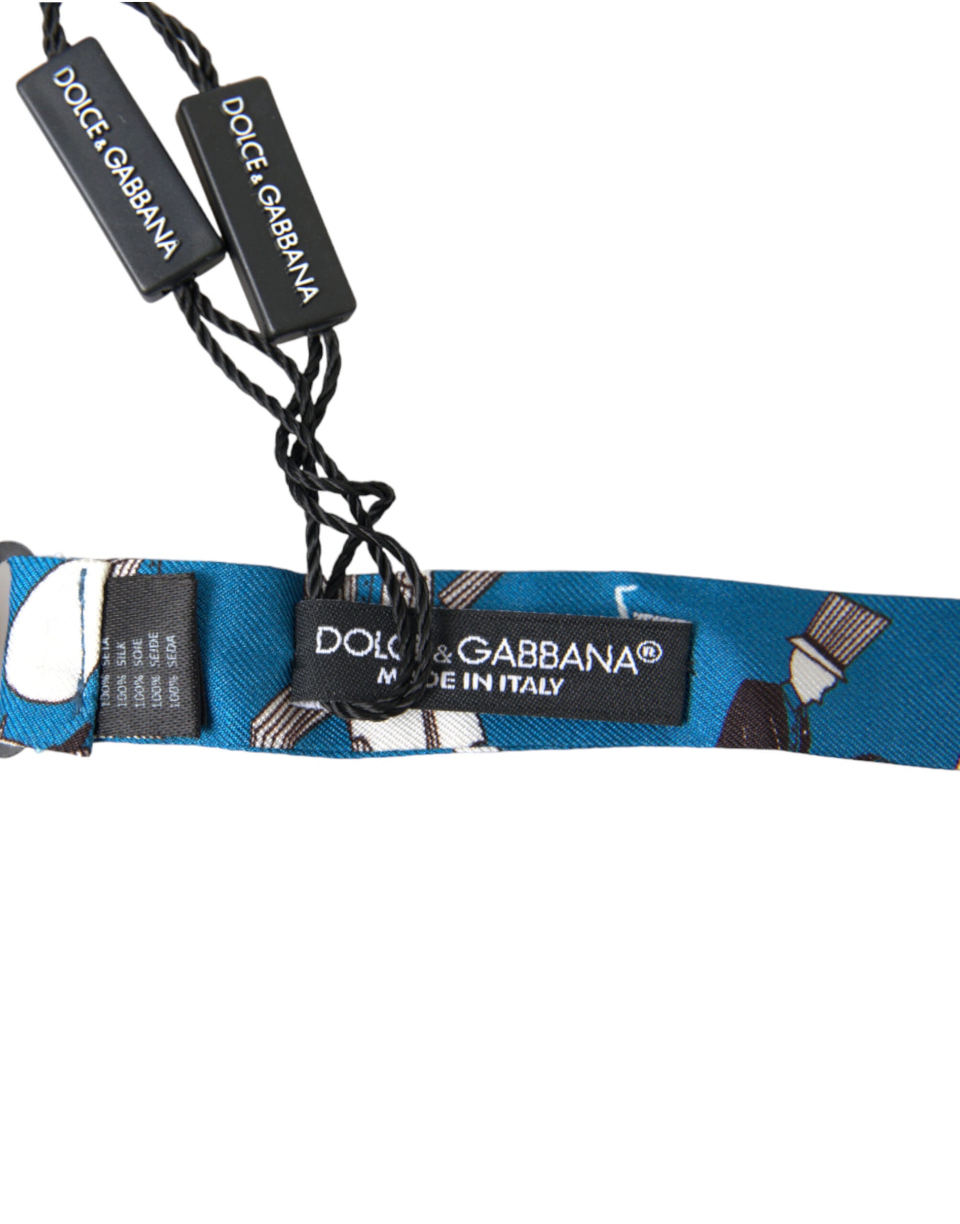 Dolce & Gabbana Blue Jazz Club Silk Adjustable Neck Papillon Bow Tie Dolce & Gabbana