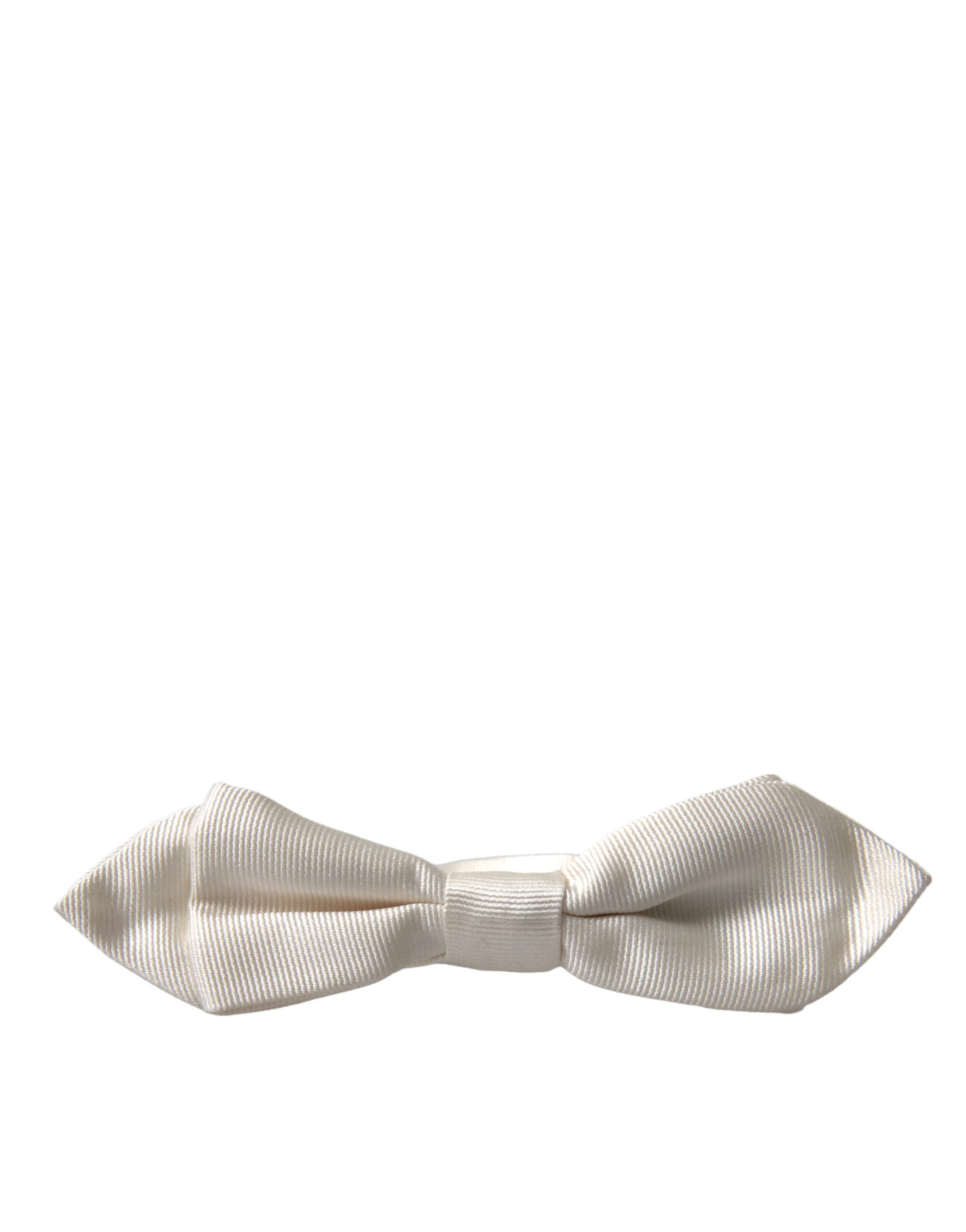 Dolce & Gabbana White Silk Slim Adjustable Neck Papillon Bow Tie Dolce & Gabbana