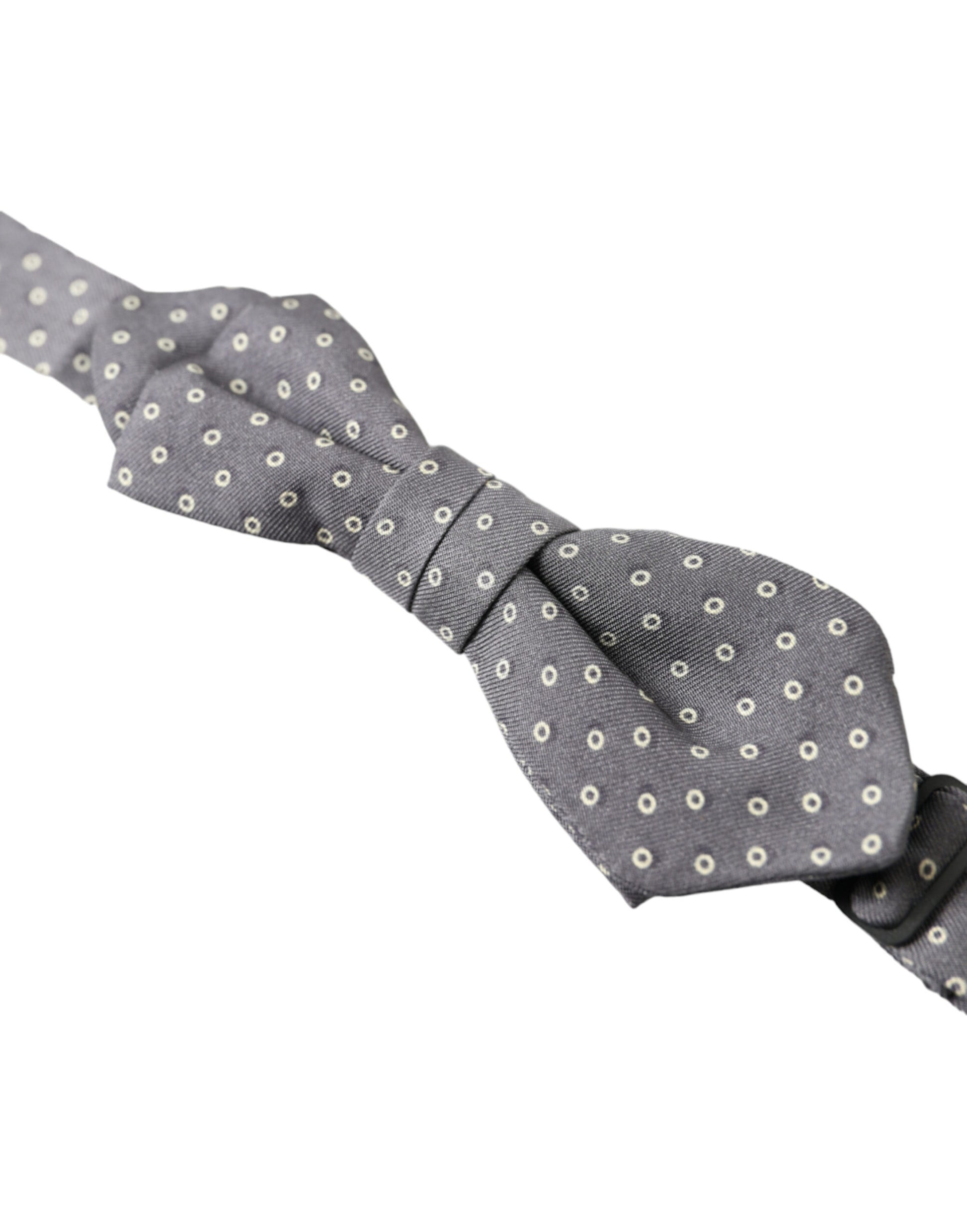 Dolce & Gabbana Gray Polka Dots Silk Adjustable Neck Papillon Bow Tie Dolce & Gabbana