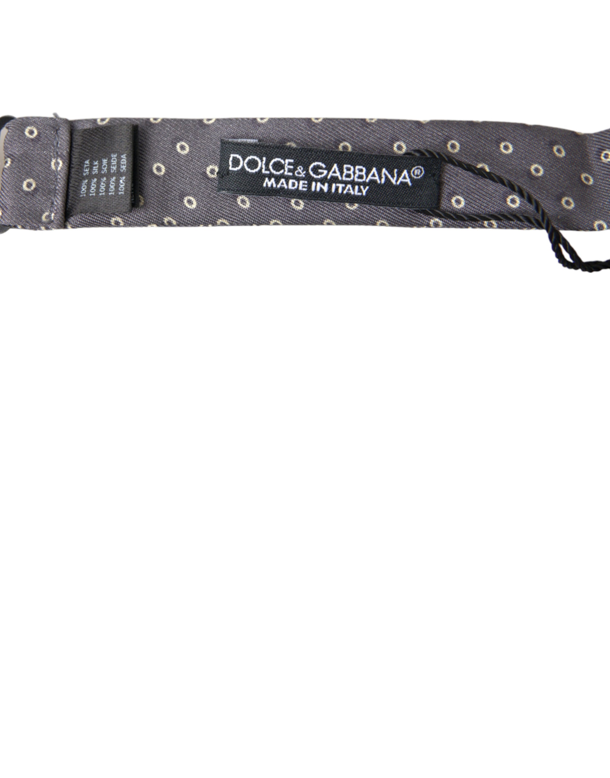 Dolce & Gabbana Gray Polka Dots Silk Adjustable Neck Papillon Bow Tie Dolce & Gabbana