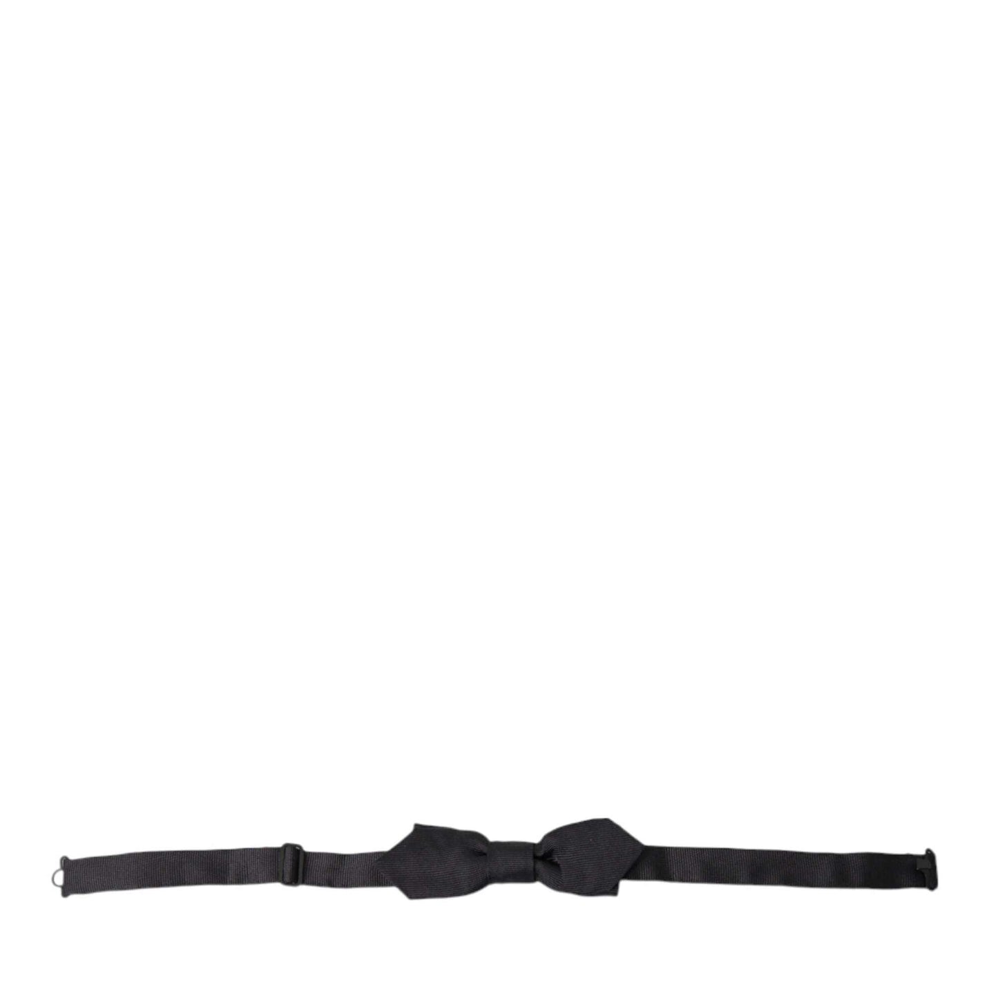 Dolce & Gabbana Black Solid Silk Adjustable Neck Papillon Bow Tie Dolce & Gabbana