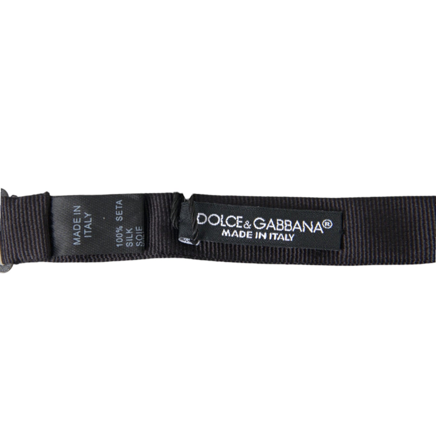 Dolce & Gabbana Black Solid Silk Adjustable Neck Papillon Bow Tie Dolce & Gabbana