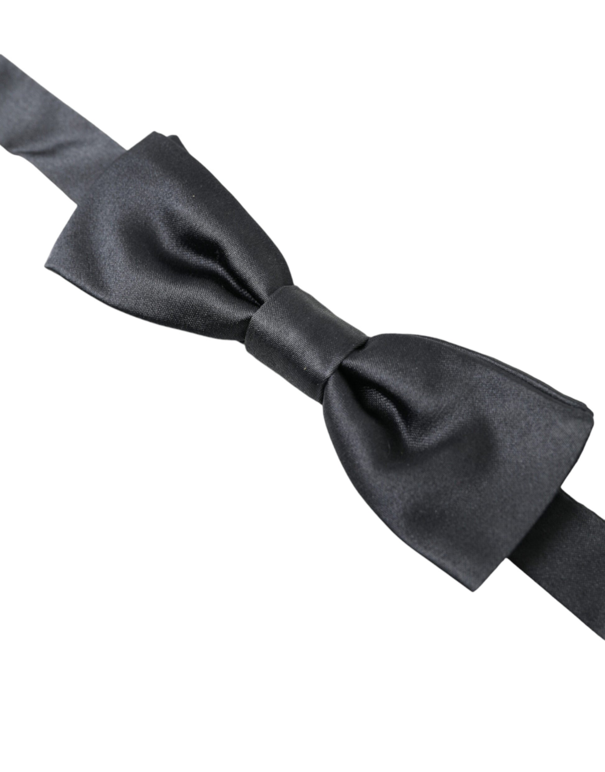 Dolce & Gabbana Dark Gray Silk Adjustable Neck Men Papillon Bow Tie Dolce & Gabbana