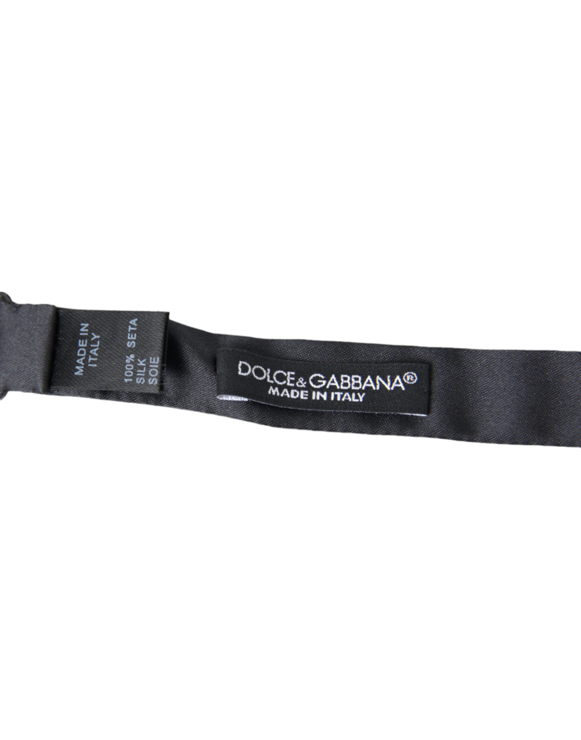 Dolce & Gabbana Dark Gray Silk Adjustable Neck Men Papillon Bow Tie Dolce & Gabbana