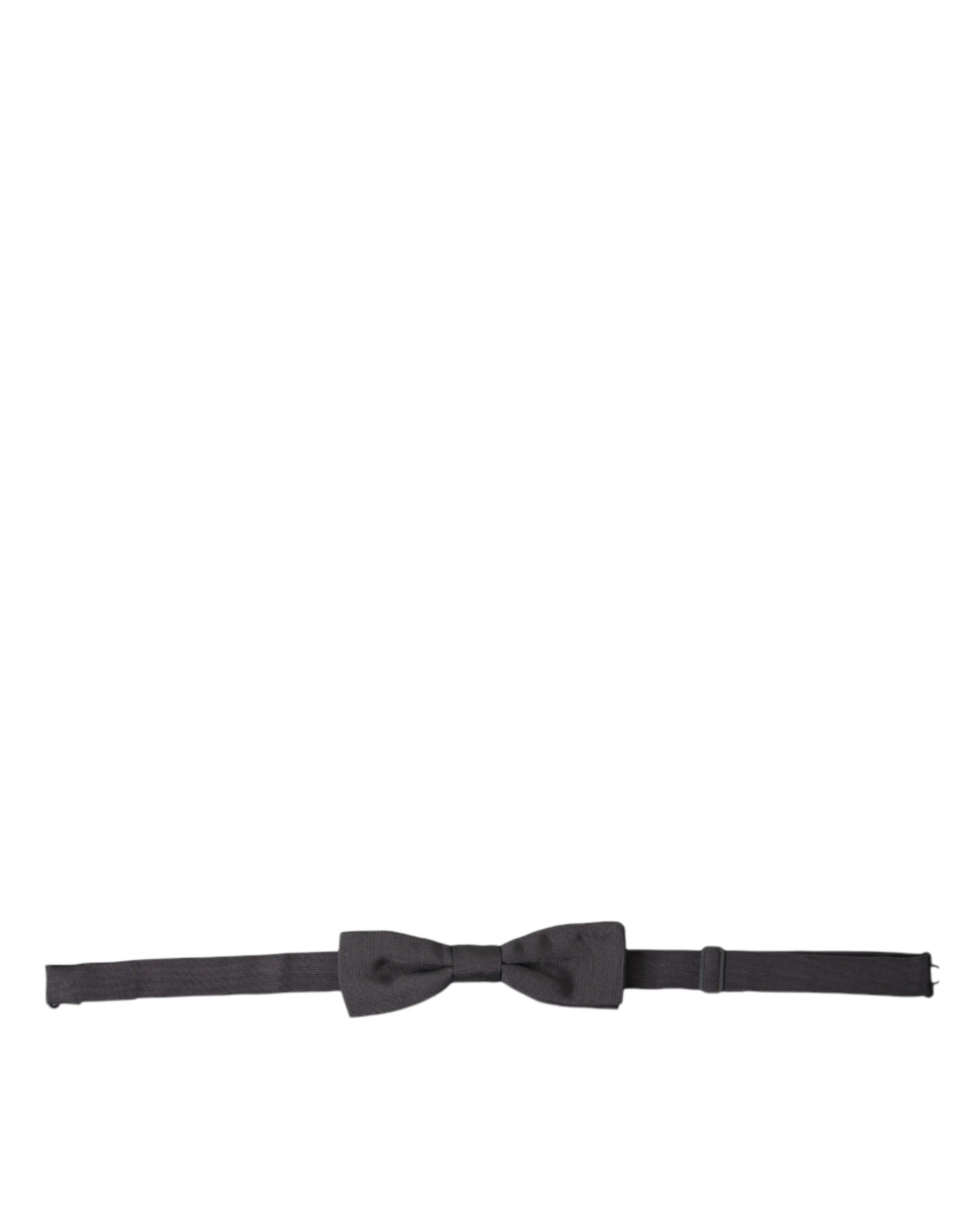 Dolce & Gabbana Dark Gray Silk Adjustable Neck Men Papillon Bow Tie Dolce & Gabbana