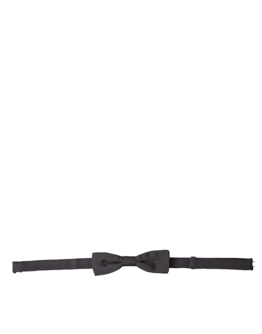Dolce & Gabbana Dark Gray Silk Adjustable Neck Men Papillon Bow Tie Dolce & Gabbana