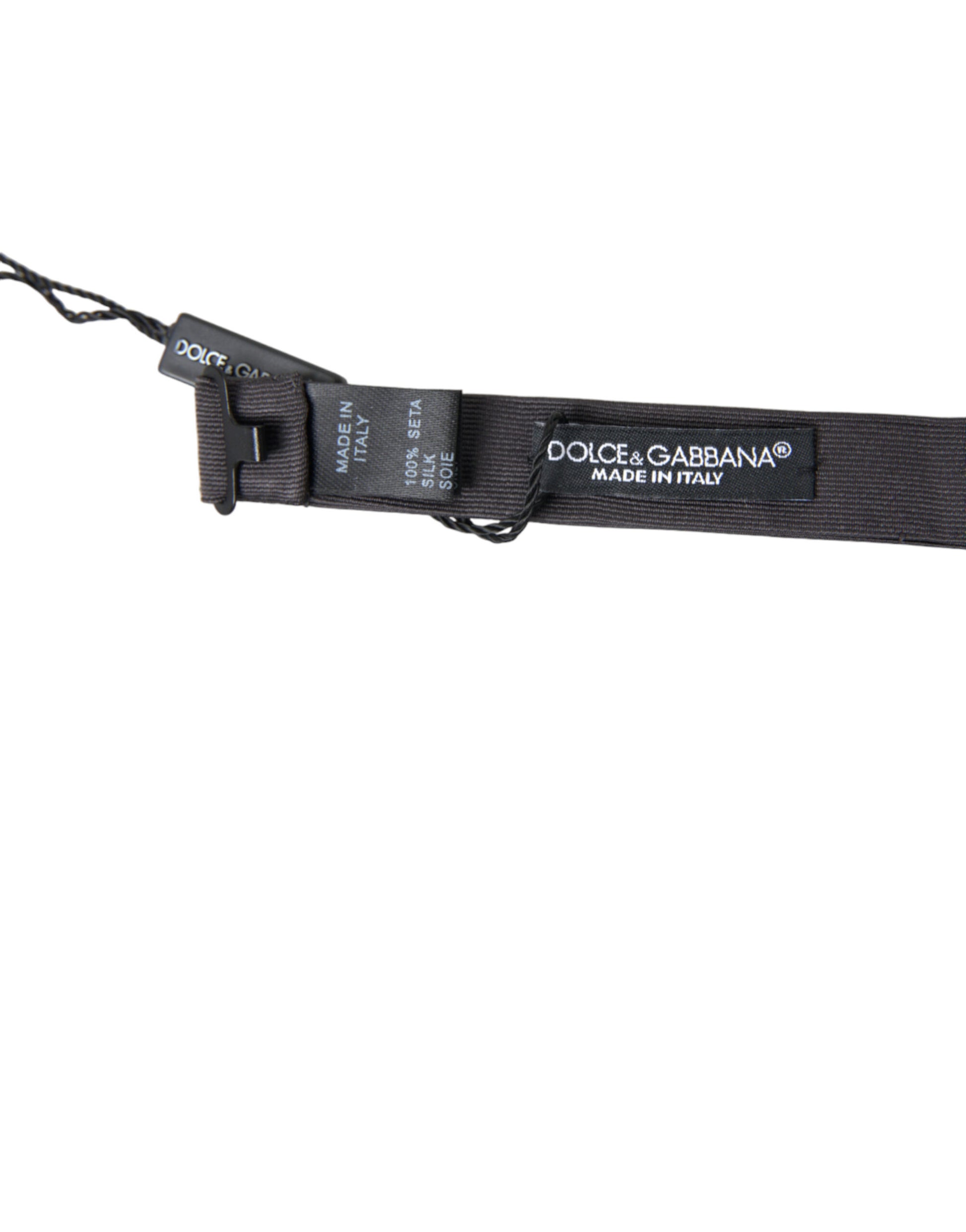 Dolce & Gabbana Dark Gray Silk Adjustable Neck Men Papillon Bow Tie Dolce & Gabbana