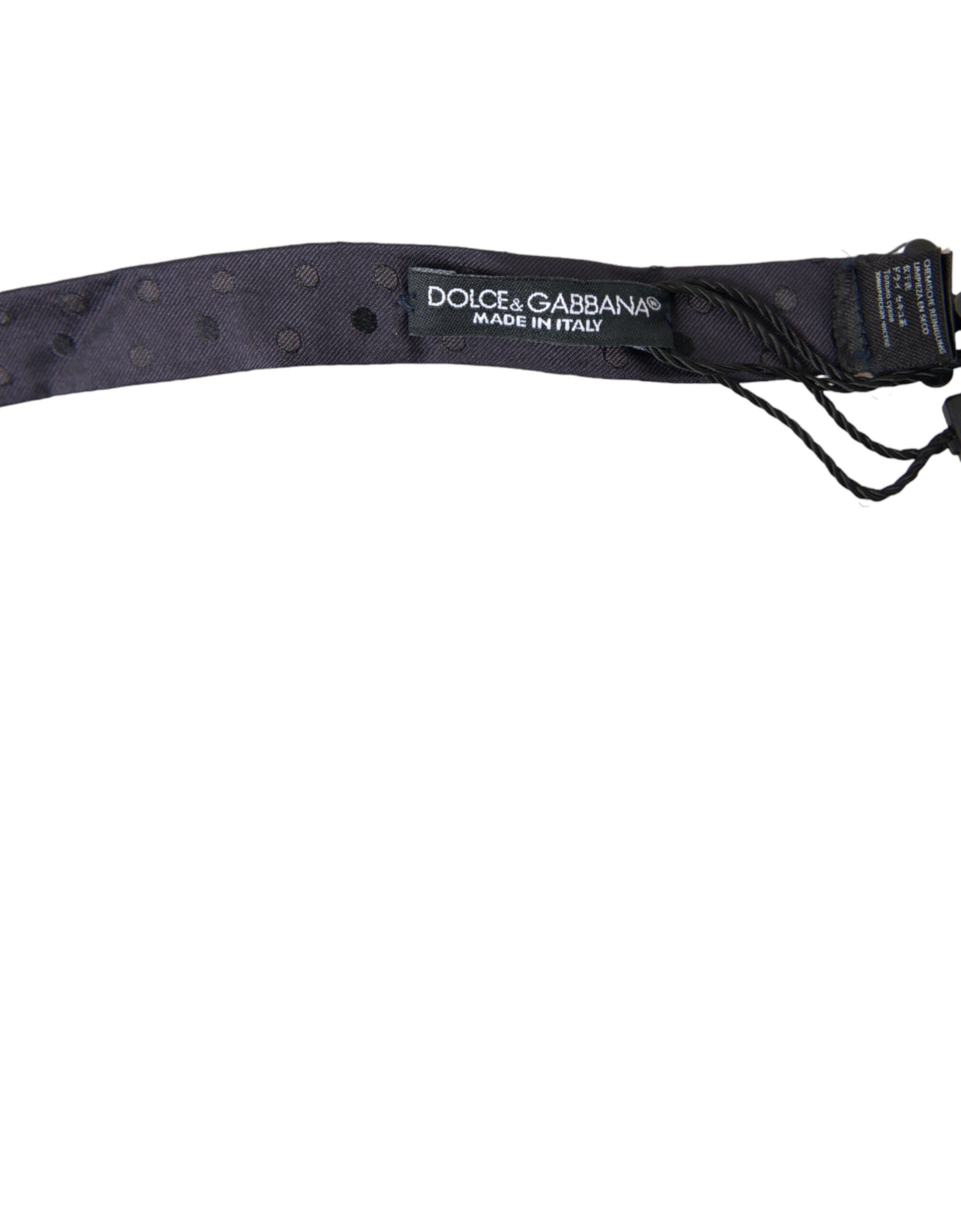 Dolce & Gabbana Blue Polka Dot Silk Adjustable Neck Men Papillon Bow Tie Dolce & Gabbana