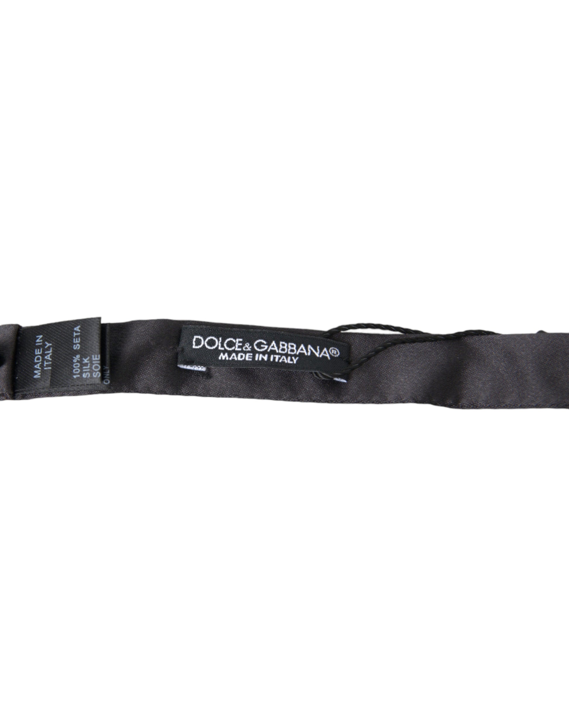 Dolce & Gabbana Dark Gray Silk Adjustable Neck Men Papillon Bow Tie Dolce & Gabbana